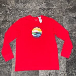 L.L. Bean Red Long Sleeve Shirt Kids Size XL 18 NWT